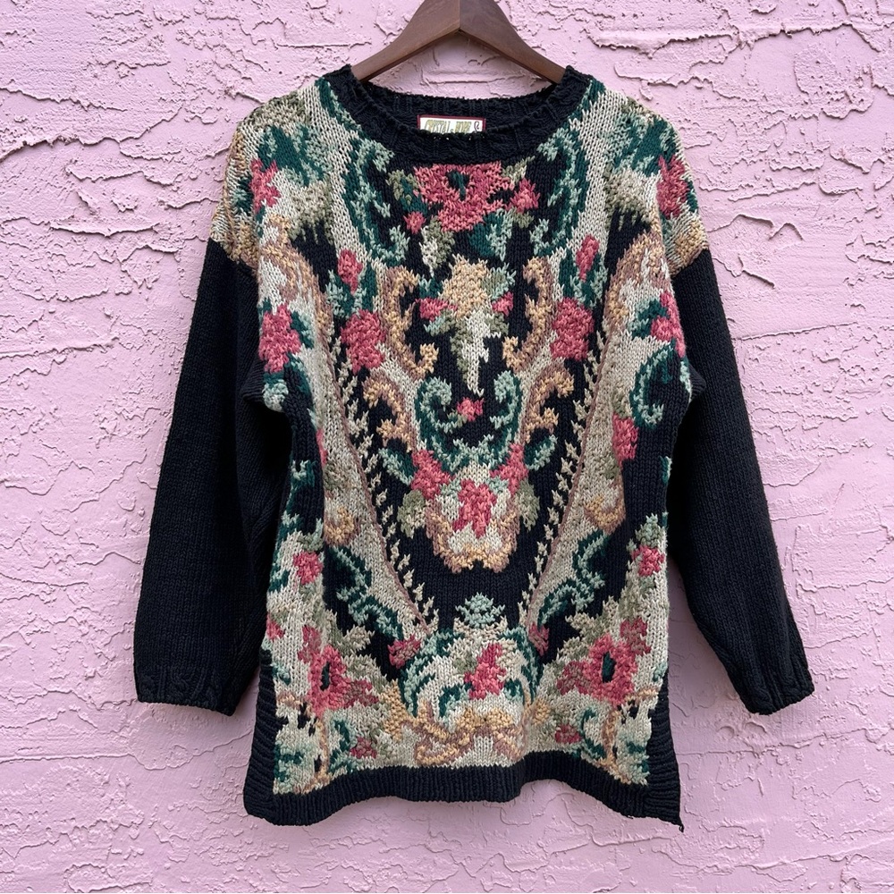 Krystal Kobe Crocheted Sweater Vintage 80s 90s Faded Size Medium